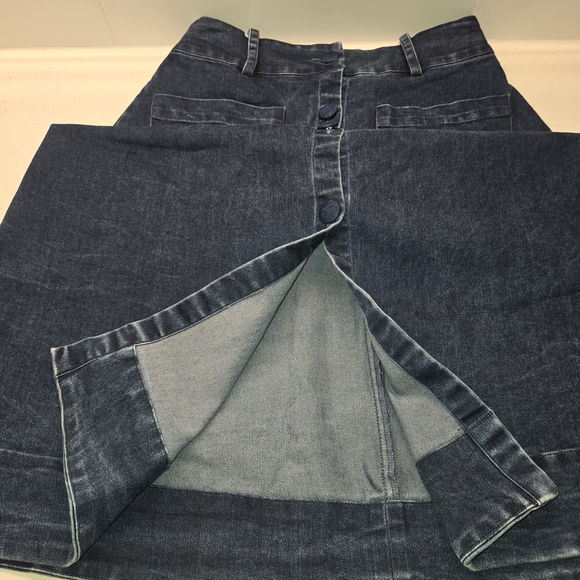 Free People Denim Womens Blue Midi Making Me Crazy Button Fridge Retro Skirt - Picture 9 of 11